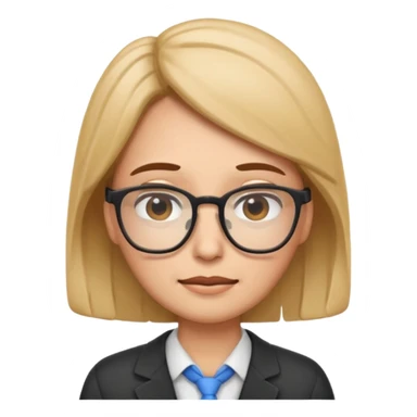 emoji-style face of a teacher character with glasses, professional yet friendly, cartoon-like style, tired emotion sticker