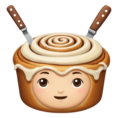 cinnamon roll holding knife sticker