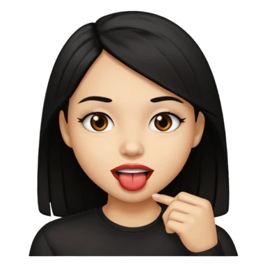 Brown light skin girl straight black hair biting her lips like this 🫦 sticker