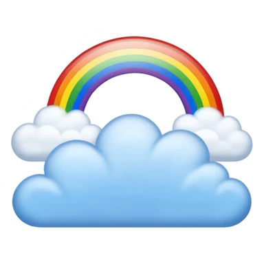 A Rainbow in bright colors that is attached to fluffy blue lined white clouds sticker