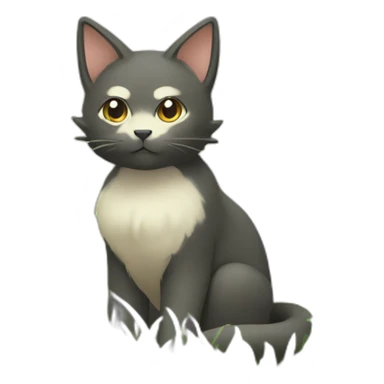 Sitting-bicolor-grass-type-pokemon-cat sticker