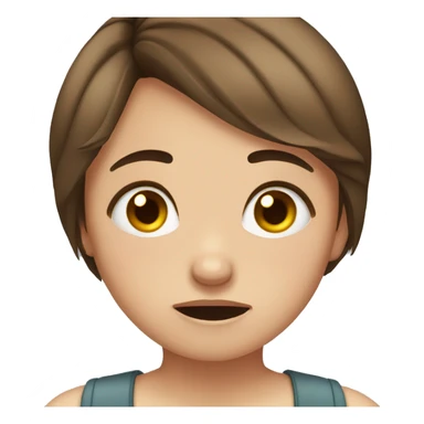 short brown hair girl with brown eyes, crying sticker