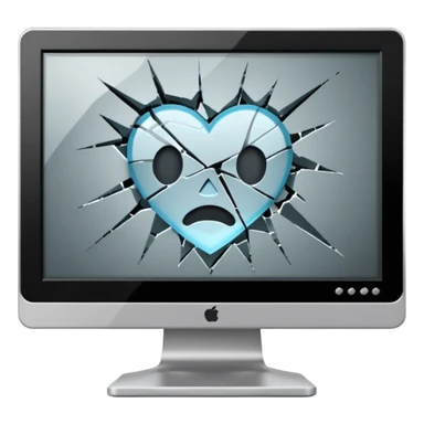 Broken computer monitor with no face  sticker