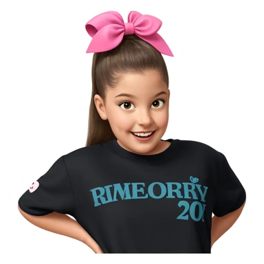 girl smiling in pink bow sticker