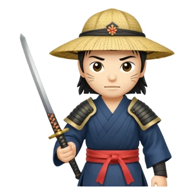 Samurais in Hat, Samurai with straw hat and sword sheath sticker