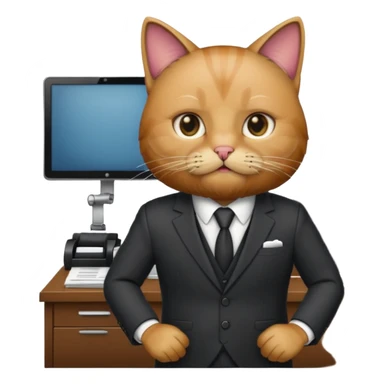 cat with a beard in the office boss sticker