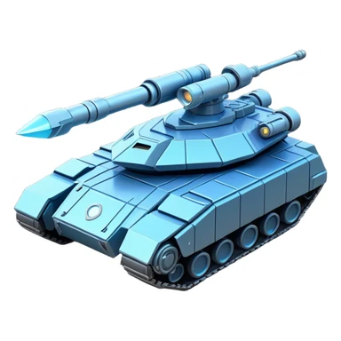 Clash of Clans aesthetic: Cinematic heroic Space Tank Emoji, rendered in a 3D vector-style similar to standard emojis with minimal shading and bold, simplified shapes. A robust, isometric armored vehicle with sleek futuristic plating and energy cannons, softly glowing with a high-tech cosmic combat charm. Simplified yet unmistakably iconic, highly detailed and consistent, glowing with a soft radiant shine and high gloss. Stylized with a touch of intergalactic warfare and a soft glowing outline, capturing the essence of a futuristic battle machine with a friendly, playful spirit! sticker