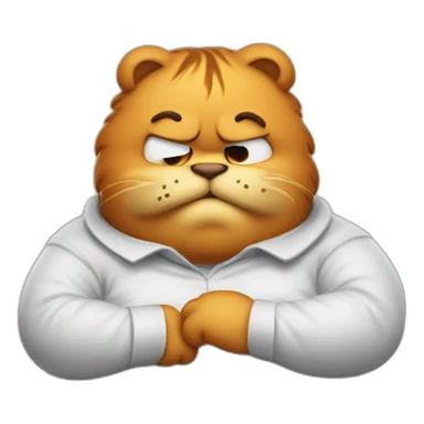 fat garfield eating looking busted sticker