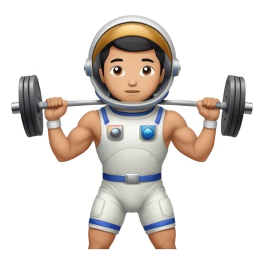 Asian man wearing in astronaut doing weightlifting sticker