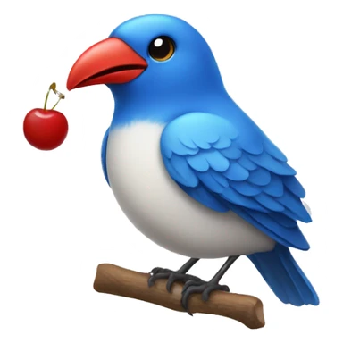 A blue bird with a cherry red beak sticker