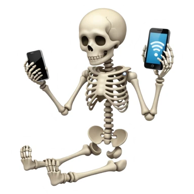 Sad Skeleton Grabs A No Wifi Cellphone And Hotspot sticker