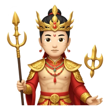 chinese god with Poseidon trident sticker