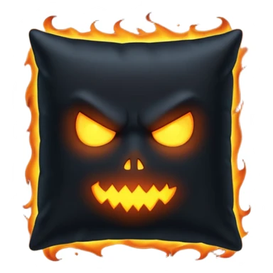a black  pillow with dark aura coming out of it with a scary face  sticker