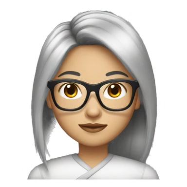 asian person with black feminine medium shot hair wearing silver glasses sticker