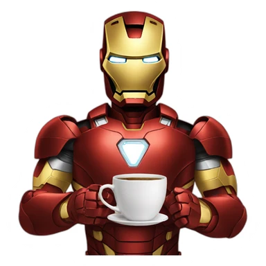Iron man holding coffee sticker