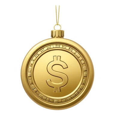 money themed christmas ornament hanging from a thread sticker