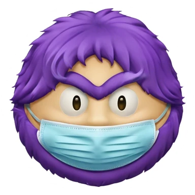 Grimace from McDonald’s wearing a surgical mask sticker