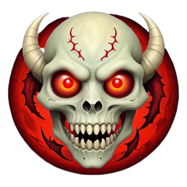 Cursed Crimson Satanic Horned Reptilian Moon Spooky Eerie Ghostly Spectral Zombiefied Skeletal Monsterous Creature Face sticker