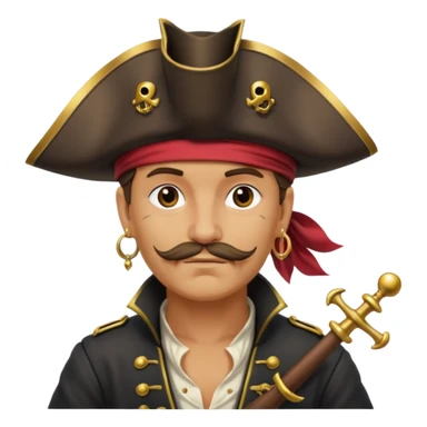 create an emoji of pirate capitan on the bow of the ship in epic posture sticker