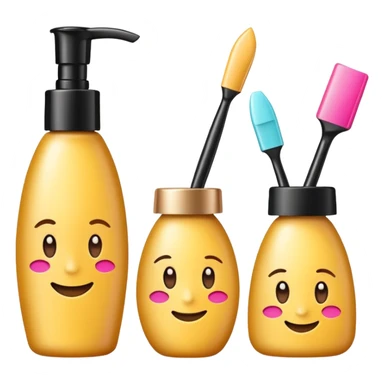emoji of three beauty products with brand labels and a cursor (selecting a product)
 sticker