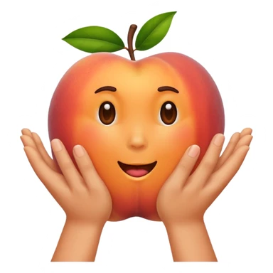 Hands slapping a peach sticker