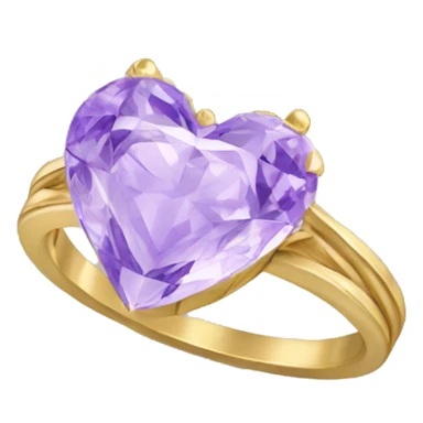 gold ring with a lavender heart diamond sticker