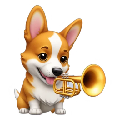 a corgi playing a trumpet made of fire sticker