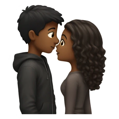 Black hair boy Kissing Brown hair girl sticker