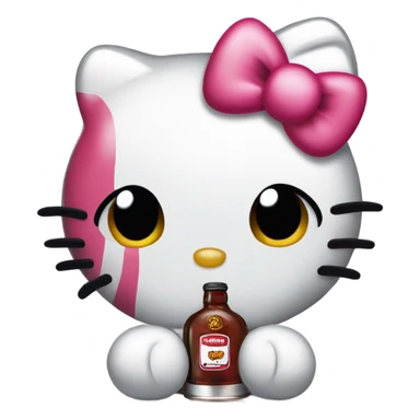 Hello kitty crying tears sad holding Hennessy bottle😭  sticker