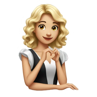 Extremely beautiful young pianist woman who makes heart shapes with her fingers sticker