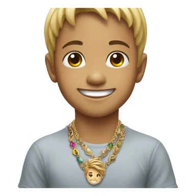 smiling boy with jewelry portrait sticker