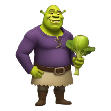 shrek holding eggplant sticker