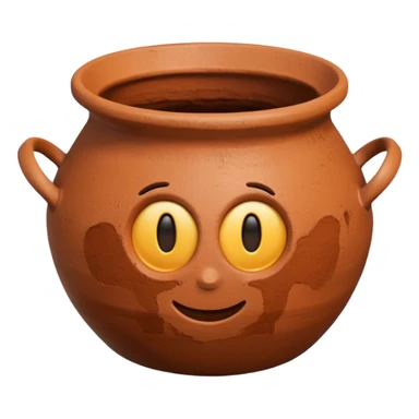 top-down view of a basic clay pot showing the opening, emoji style sticker