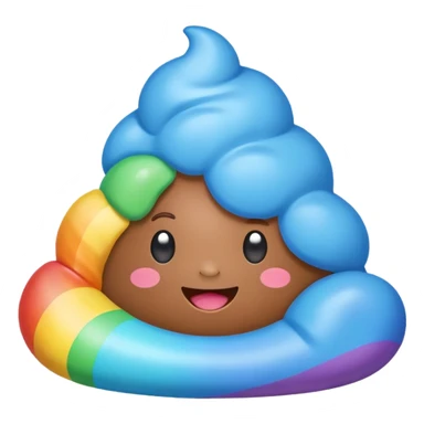 blue rainbow kawaii poop sticker