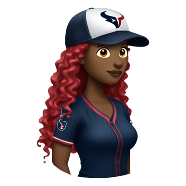 HOUSTON TEXANS baseball hat woman with long curly hair  sticker