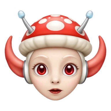 Alien with mushrooms red and white as the horns like a head band white alein with the mushroom head ban as the antenna things  sticker