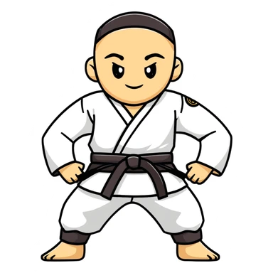 Folded martial arts uniform with belt sticker