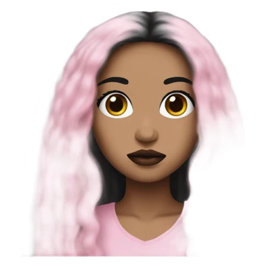 Black eyes, long black hair lips pink  sticker