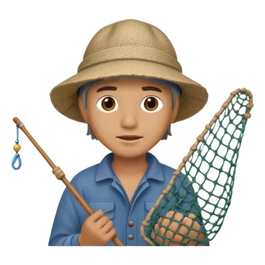 a fisherman is casting the fishing net sticker