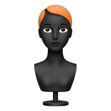 Minimalistic flat vector icon, iOS style, thin black contour on white background. Matte black mannequin in front of in 3D monochrome style. sticker
