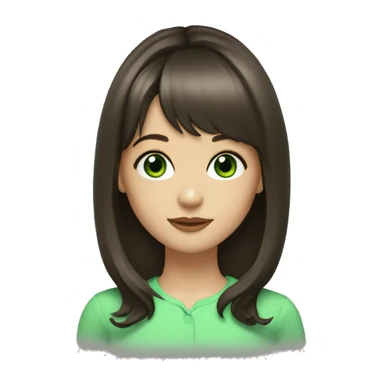 Brunette mid length hair with wispy bangs and green eyes  sticker