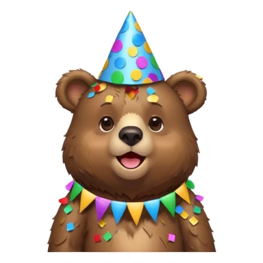 Partying bear cub with confetti  sticker