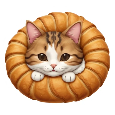 dark brown tabby and white cat in crossaint position upside down with eyes closed sticker