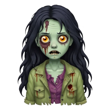 garota zumbi com cabelo preto ondulado longo  sticker
