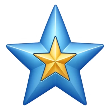 generate an emoji with a white tick in between a blue star having 11 points  sticker