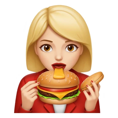 women eat burger sticker