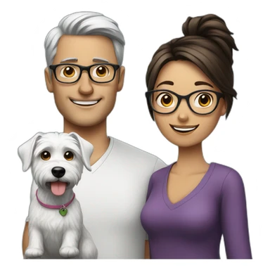 Man with glasses anda woman with a westie dog girl sticker