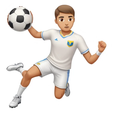 Ukrainian young man in a white embroidered shirt playing sports sticker