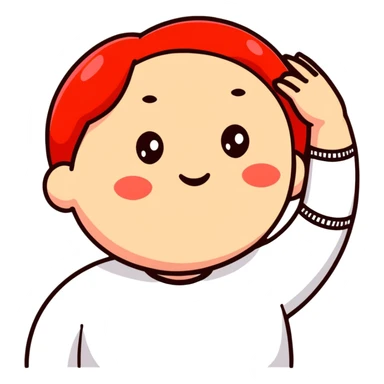 person looking embarrassed, cheeks red, hand behind head sticker