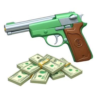 cash gun shooting dollar bills sticker